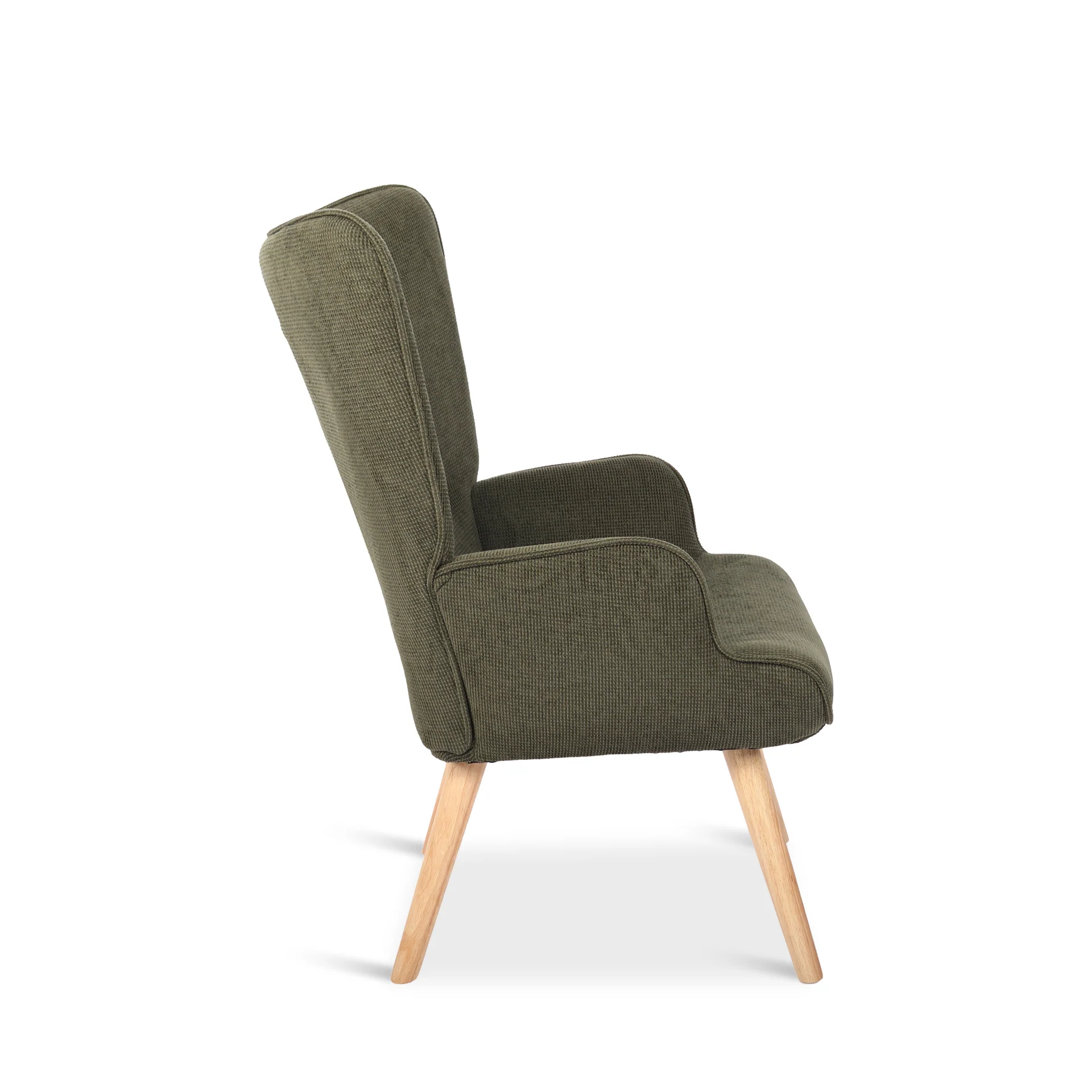 Wing Linen Armchair - Dark Green - Image 9