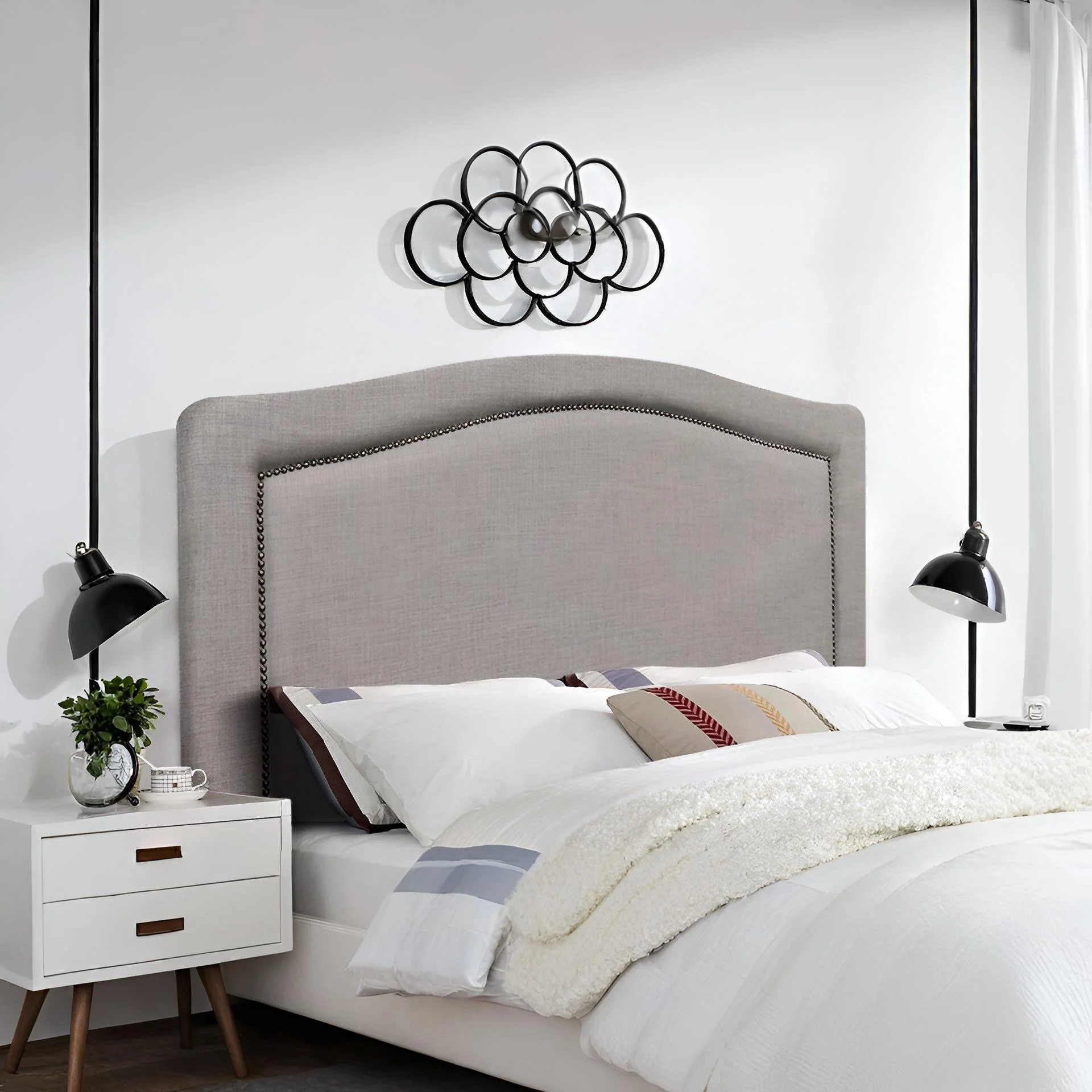 WINSTON Upholstered Headboard Queen - GREY - Image 3