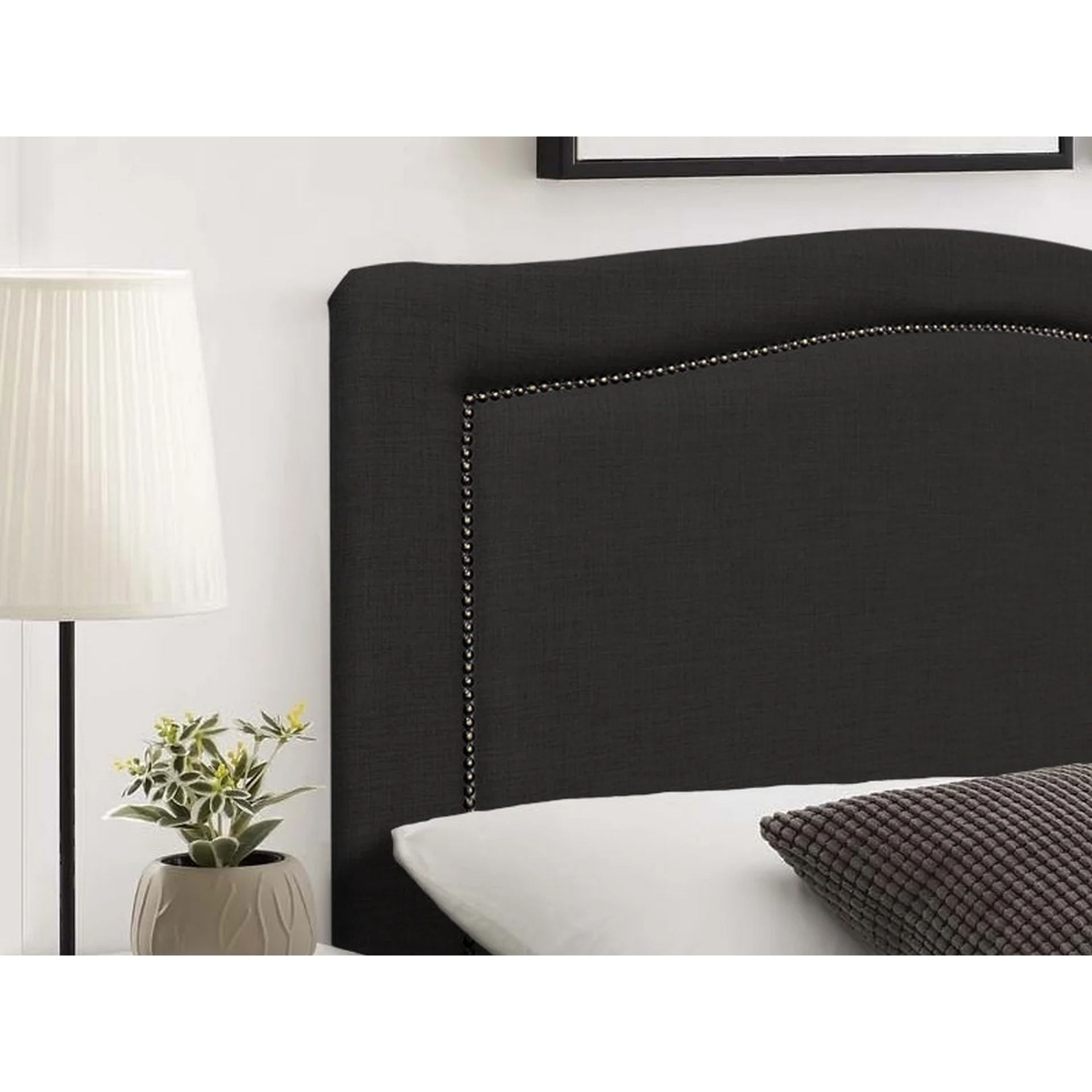 WINSTON Upholstered Headboard Super King - BLACK - Image 6