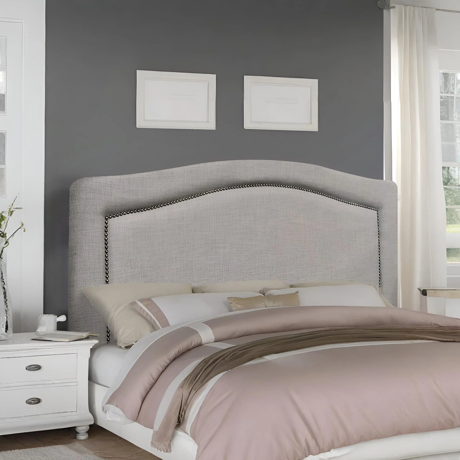 WINSTON Upholstered Headboard Super King - GREY - Image 6