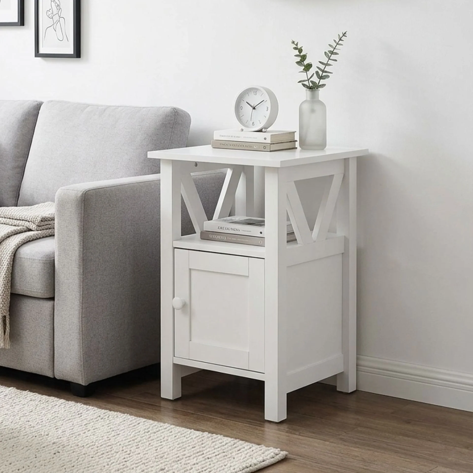 Wister Bedside Table - White