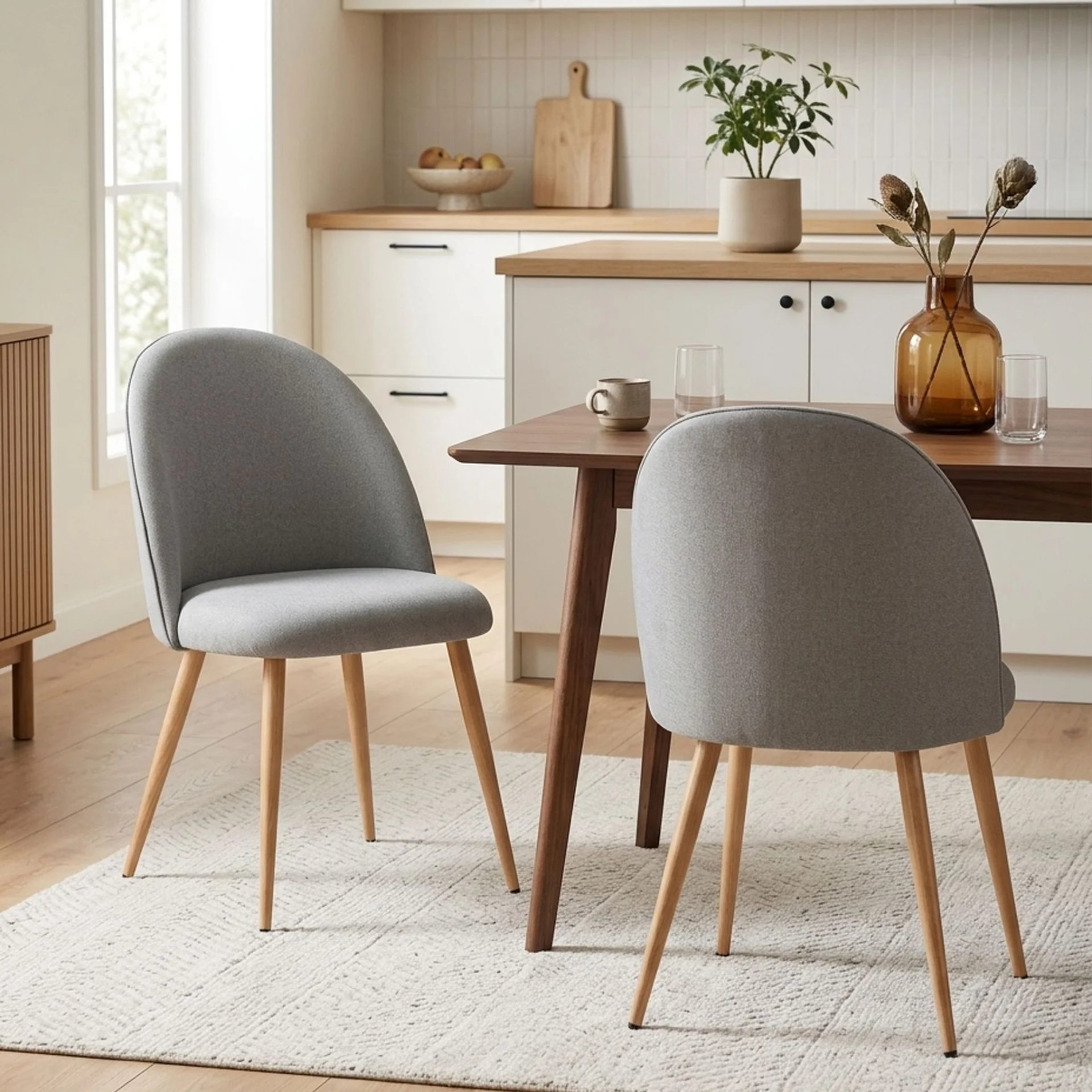 Wyatt Linen Dining Chair - Set of 2 - Light Grey - Image 3