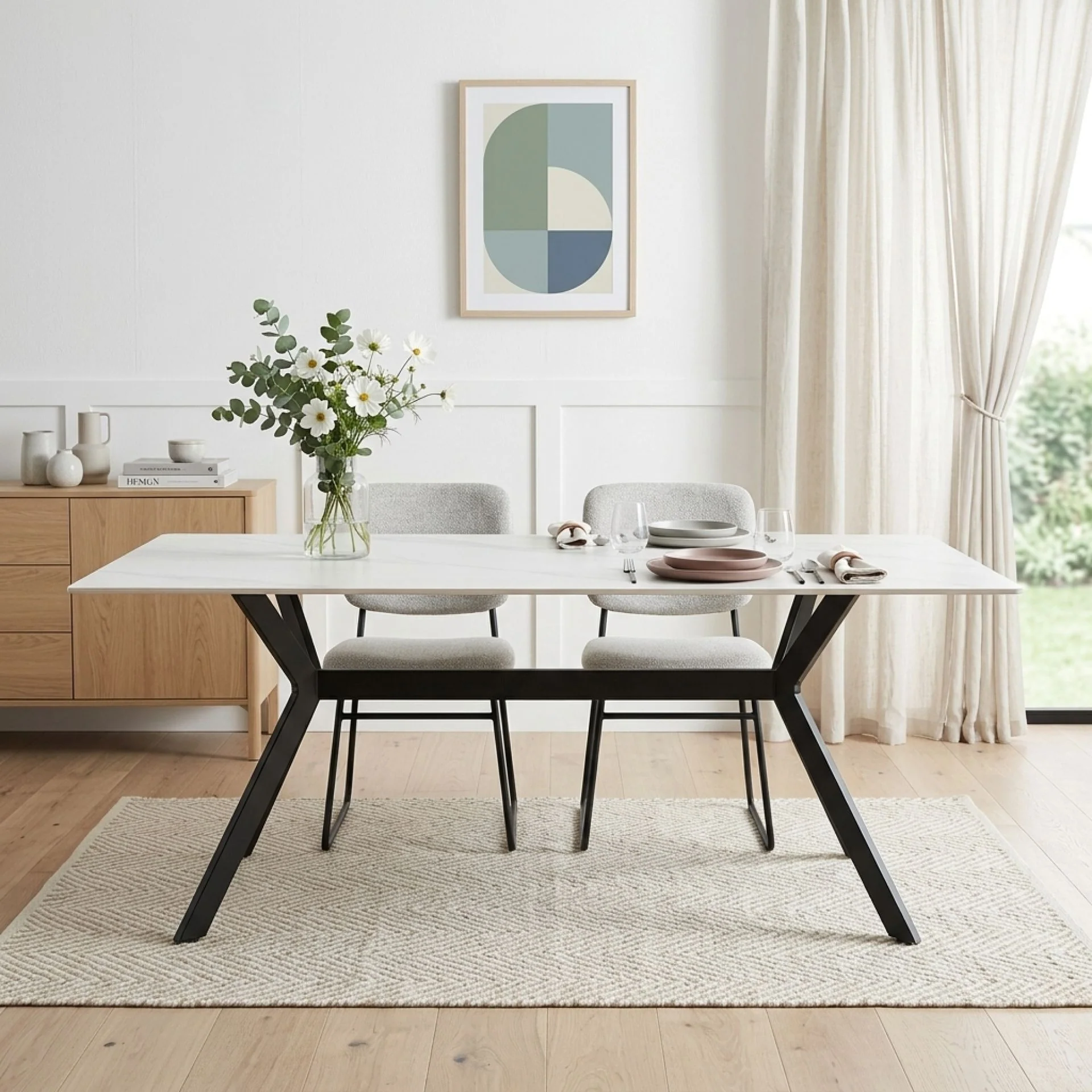 Xenova Rectangle Ceramic Dining Table 180x90cm - White - Image 3