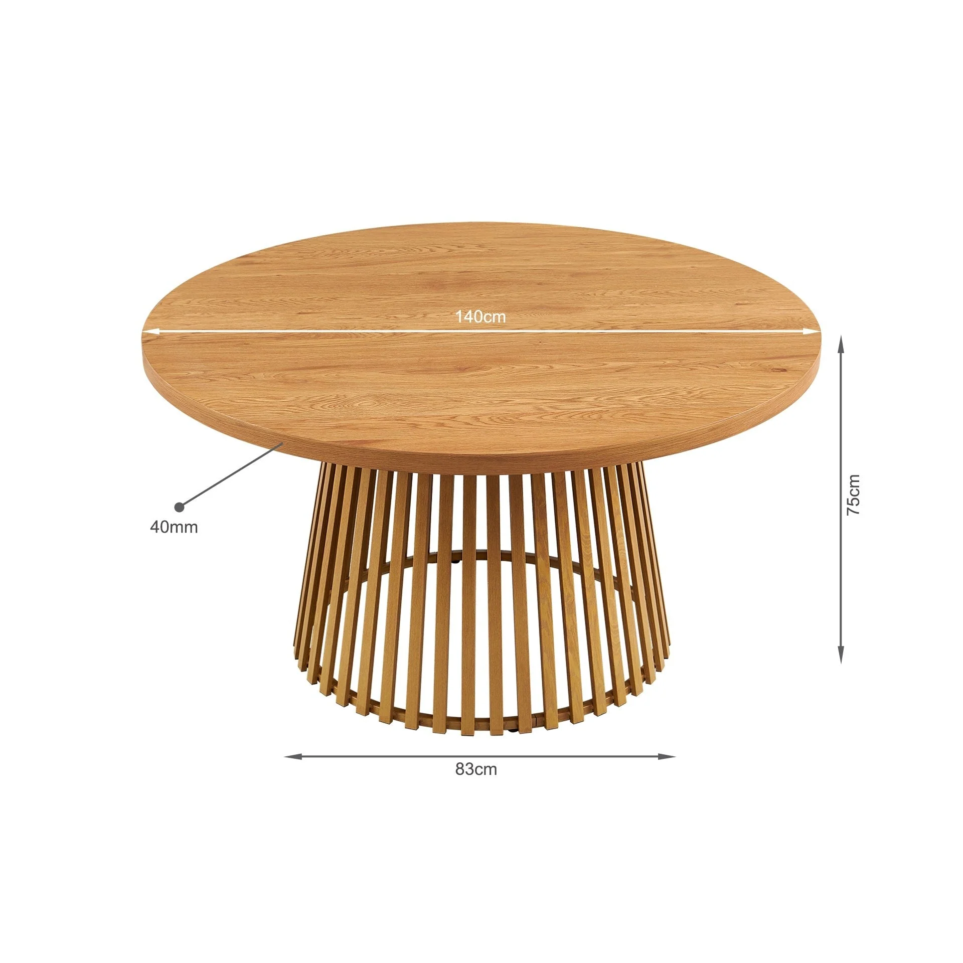 Yardley Round Dining Table 140 x 75cm - Oak - Image 7