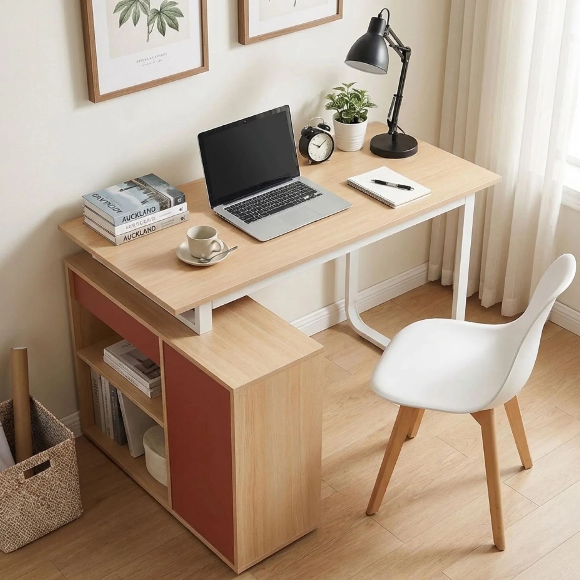Yates 120cm Computer Desk with Left Cabinet - Oak - Image 3