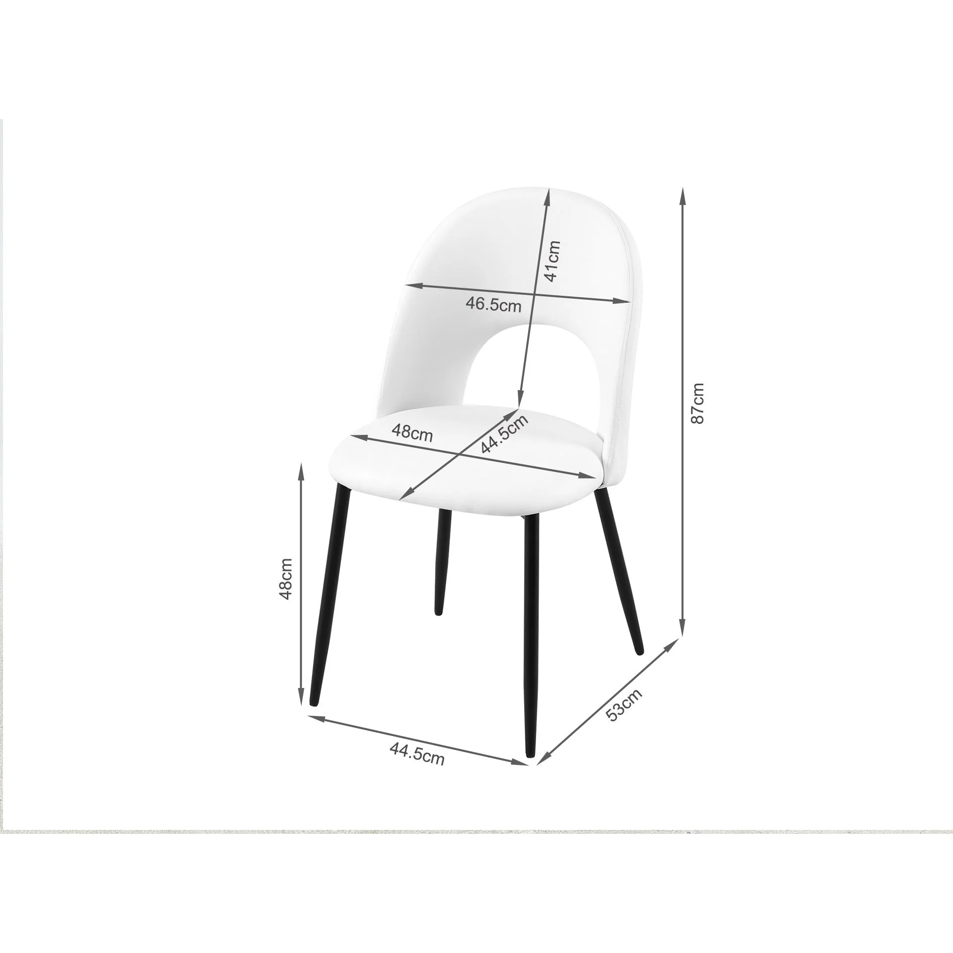 Zuri PU Leather Dining Chair - Set of 4 - White - Image 10